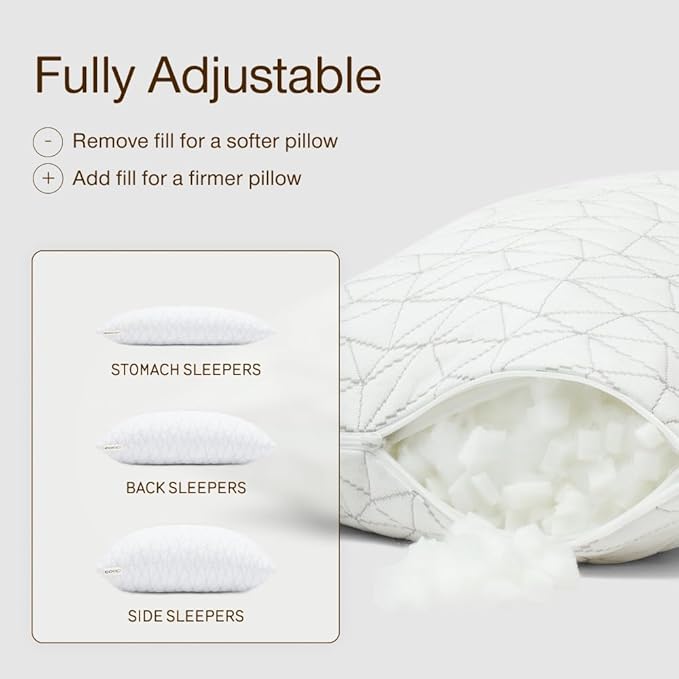 Coop Home Goods Original Adjustable Travel Pillow and Waterproof Pillow Protector Red Bundle with Compressible Stuff Sack, Medium-Firm Memory Foam and Washable Cover, CertiPUR-US Certified (19x13)
