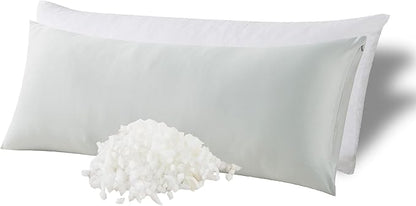 WhatsBedding Memory Foam Body Pillow with Zippered Cooling Cover, Full Body Pillow for Adults, Long Pillow for Sleeping, Fluffy Supportive, Ice Grey