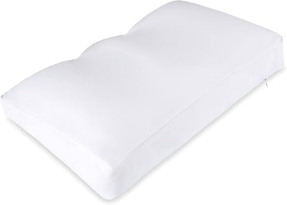 PILLOWY Premium Microbead Bed Pillow, Large Extra Fluffy But Supportive - Ultra Comfortable Sleep with Silk Like Anti Aging Cover 85% Spandex/ 15% Nylon Breathable, Cooling White