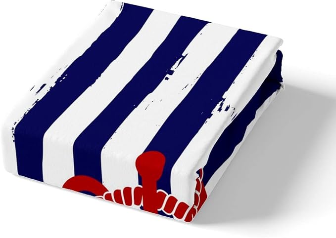 Nautical Anchor Duvet Cover Set King,Geometric Stripes Comforter Cover Ocean Adventure Theme Quilt Cover Navy Blue and Red Bedding Set 3pcs for Kids Girls Teens Boys Room Decor with 2 Pillowcases