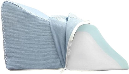 Lounge Doctor Elevating Leg Rest Wedge Pillow with Memory Foam, Light Blue, Small, Wide