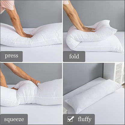 ELNIDO QUEEN Body Pillow with Pillowcase - Soft Long Bed Pillow for Adults - Breathable Full Body Pillow Insert for Sleeping, 20x54inches - White