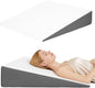 Wedge Pillow, Bed Wedge Pillows for Sleeping, Snoring, Back Support, After Surgery, Foam Triangle Pillow, Removable Washable Cover (White Gray, 5in)