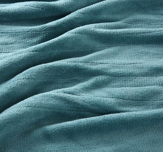 Electric Heated Blanket Twin Size 62"x84", Soft Fleece with 10 Hours Auto-Off & 4 Heating Levels, Overheating Protection, Machine Washable, Green Blue