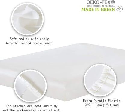 100% Supima Cotton Sheets 600 Thread Count,Bed Sheet Set Queen Size Sheets 4 Pieces,Soft & Silky Sateen Weave, Fits Mattress Up to 18",Deep Pocket, Breathable & Fade Resistant(Ivory,Queen)