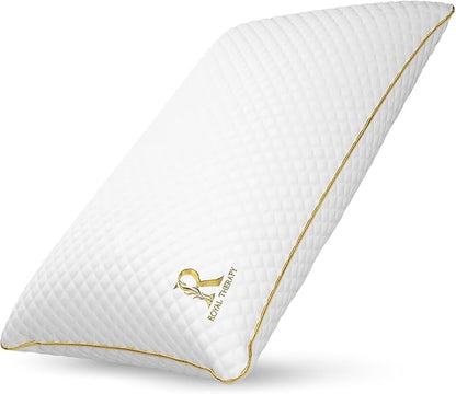Royal Therapy King Memory Foam Pillows - Shredded Memory Foam Pillow for All Sleep Positions - Medium Firm Pillow with Adjustable Loft - Bamboo-Derived Rayon Cover - CertiPUR-US & Oeko-TEX Certified