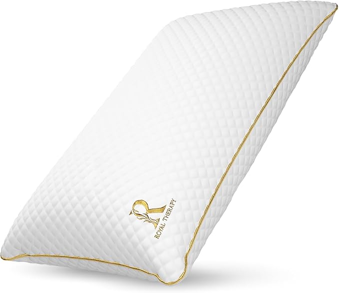 Royal Therapy Queen Memory Foam Pillow, Adjustable Shredded Odor-Free Pillow for Neck & Shoulder Pain Relief, Support for Back, Stomach, Side Sleepers, CertiPUR-US