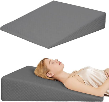 Wedge Pillow, Bed Wedge Pillows for Sleeping, Snoring, Back Support, After Surgery, Foam Triangle Pillow, Removable Washable Cover (Gray, 7.5in)
