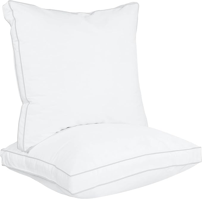 Utopia Bedding Bed Pillows for Sleeping European Size (White), Set of 2, Soft & Fluffy Pillow with Down Alternative Filling, Cooling, Hotel Quality, Gusseted Pillow for Back, Stomach or Side Sleepers