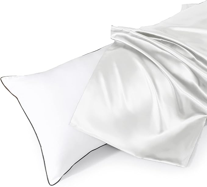 HUXMEYSON Body Pillow with Satin Pillowcase, Body Pillow for Adults, Removable Cover, White (20"x54")