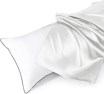 HUXMEYSON Body Pillow with Satin Pillowcase, Body Pillow for Adults, Removable Cover, White (20"x54")