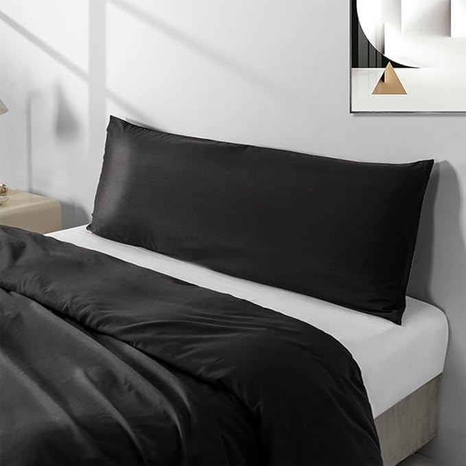 2 Pack Body Pillowcase 20 x 48 Inches Soft Comfortable Not Shrink Microfiber Body Pillow Cover, Black Body Pillow Cover with Hidden Zipper Closure