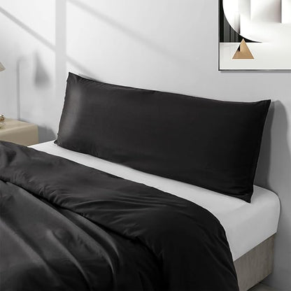 2 Pack Body Pillowcase 20 x 48 Inches Soft Comfortable Not Shrink Microfiber Body Pillow Cover, Black Body Pillow Cover with Hidden Zipper Closure