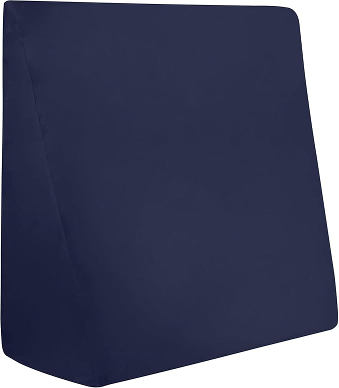 CirclesHome Wedge Pillow Cover 100% Cotton, Zippered Wedge Pillow Case Protector, Soft, Hypoallergenic & Breathable - Navy, (25Wx26Lx7.5)