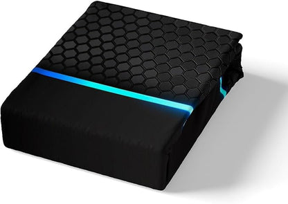 Castle Fairy Honeycomb Duvet Cover Set Full Size,Neon Hexagon Blue Lines Geometric Comforter Cover with 2 Pillowcases,Modern Abstract Art Black Breathable Bedspread for Boys Teens,Pillow Sham