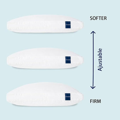 ACCURATEX Hybrid Pillow for Sleeping, Adjustable Shredded Memory Foam Pillow Core with Fluffy Down Alternative Fill Removable Cotton Cover,for Side,Back,Stomach Sleepers,King Size