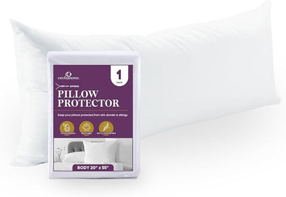 CirclesHome Pillow Protectors Single Pack Body (20 x 55) Zippered - 100% Cotton Breathable Pillowcases - Protects Pillows from Dirt, Dust and Debris (Body- Single Pack - 20x55)