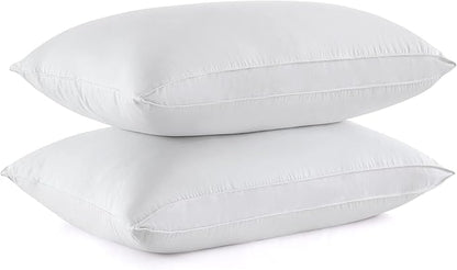 puredown® Goose Feather Down Pillows, Standard Size Soft Bed Pillows for Sleeping with 100% Cotton Shell Set of 2