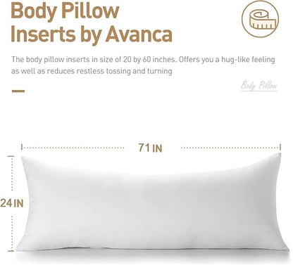 Long Body Pillow Insert - Extra Soft & Breathable Full Length Pillow for Side Sleepers & Pregnancy Support 24x71inch
