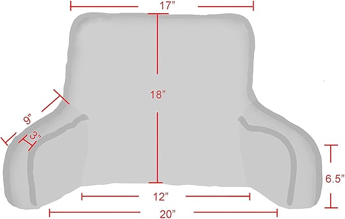 Super Soft Assembly Needed DIY Backrest Reading Bed Rest Pillow with Arms and Pockets 18" H for Sitting in Bed Couch Sofa, Removable Cover and Filling Seprated Set, 20" x 18" x 17", Lilac Grey