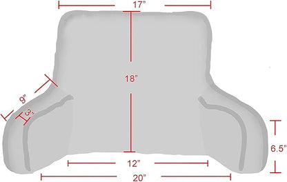 Super Soft Assembly Needed DIY Backrest Reading Bed Rest Pillow with Arms and Pockets 18" H for Sitting in Bed Couch Sofa, Removable Cover and Filling Seprated Set, 20" x 18" x 17", Lilac Grey