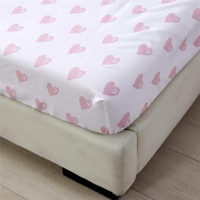 URBONUR 4-Piece Toddler Bedding Set - Ultra Soft Colorful Rainbow Cloud Pink Girls Toddler Comforter Set - Include Comforter, Flat Sheet, Fitted Sheet and Reversible Pillowcase