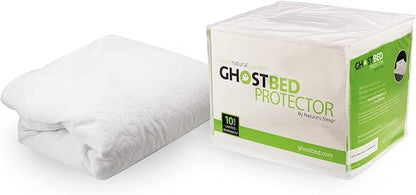 GhostBed Water Resistant Mattress Protector Cover - Noiseless, Lightweight, Breathable and Plastic-Free - Full White
