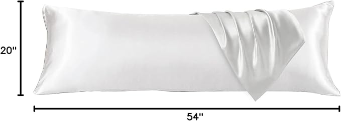 HUXMEYSON Body Pillow with Satin Pillowcase, Body Pillow for Adults, Removable Cover, White (20"x54")