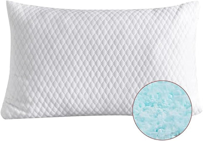 NTCOCO Shredded Memory Foam Bed Pillows for Sleeping Queen Size of 1, with Washable Removable Hypoallergenic Sleep Pillow for Back and Side Sleeper