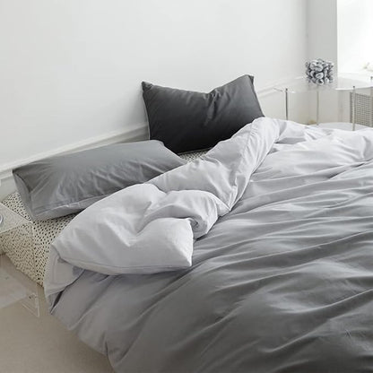 Wellboo Grey Gradient Comforter Sets California King Solid Silver Grey Bedding Comforters Cotton Modern Plain White and Dark Grey Soft Quilts Cal King Farmhouse Abstract Art Gray Comforters Durable