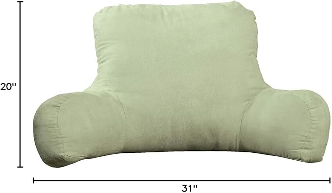 WalterDrake Backrest Pillow – Large Firmly Stuffed Sitting Support Bed Pillow with Arms for Comfort While Reading & Relaxing –Foam Filled for Adults, Teens and Kids - Sage Green