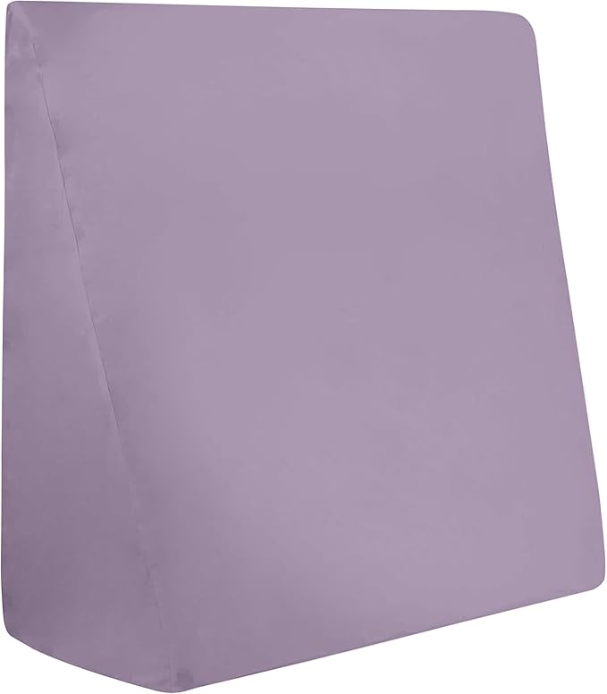 CirclesHome Wedge Pillow Cover 100% Cotton, Zippered Wedge Pillow Case Protector, Soft, Hypoallergenic & Breathable - Lavender, (25Wx26Lx10)