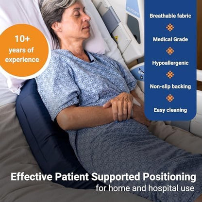 Bedsore Rescue Positioning Pillow Wedge - Tailbone, Sacrum, Buttocks - Large Size 250-400lbs - Hypoallergenic + Moisture Proof - Non-Slip Turning Wedge - Medical Grade Hospital to Home - Made in USA