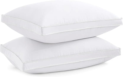 puredown® Goose Feather Down Pillows King Size Set of 2, 100% Cotton Cover, Luxury Hotel Collection Pillow, Soft Fluffy Medium Firm Bed Pillow for Back, Stomach or Side Sleeper.
