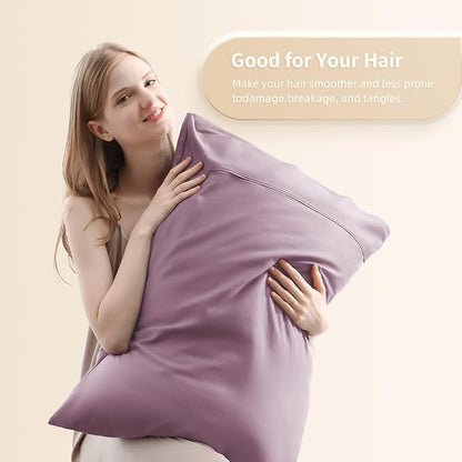 King Pillowcases, Cooling Viscose from Bamboo Pillow Covers with Envelope Closure, Soft Moisture-Wicking for Hot Sleepers, Hair and Skin-Friendly, Light Purple, 2 Pack