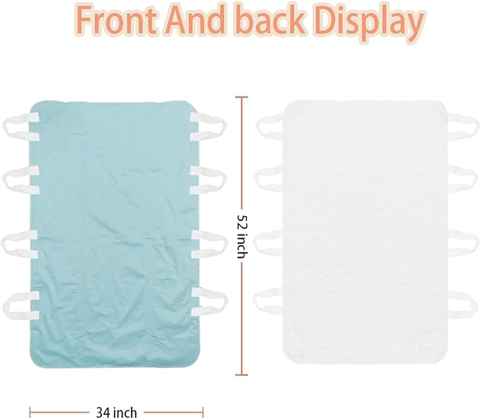 2 Pack Bed Pads for Incontinence Washable Positioning Bed Pad with 8 Handles Washable Reusable Incontinence Mattress Protector Waterproof Bed Pads Incontinence Uderpads for Bedridden Elderly 52” x 36”