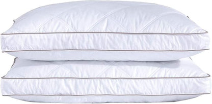 puredown® Goose Feathers and Down Pillow for Sleeping Hotel Collection Bed Pillows, Gusseted, King, Set of 2