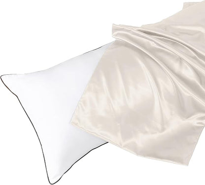 HUXMEYSON Body Pillow with Satin Pillowcase, Body Pillow for Adults, Removable Cover, Beige (20"x54")