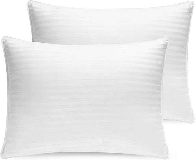 Washable Down and Feather Pillows Queen Size - Premium Soft Pillow Authentic Canadian White Goose Down, 650 Fill Power, 100% Cotton Cover for Luxury Experience - Includes Pillow Case.