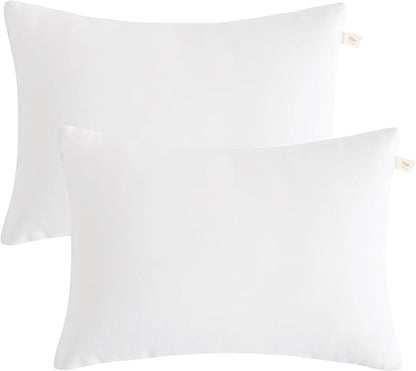 BEDSUM 2 Pack Pillows, 13"x18" Microfiber Pillow for Travel, Pets, Soft and Machine Washable Small Pillows for Neck, Wrist, and Knee Comfort, White