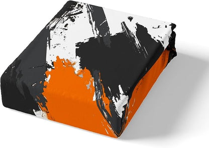 Hipple Graffiti Duvet Cover Set King Size,Abstract Street Art Comforter Cover with 2 Pillowcases,3 Piece,Black White Orange Bedding Set for Adult Young Bedroom Xmas Gift