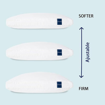 ACCURATEX Hybrid Pillow for Sleeping, Adjustable Shredded Memory Foam Pillow Core with Fluffy Down Alternative Fill Removable Cotton Cover,for Side,Back,Stomach Sleepers,Queen Size