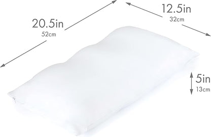PILLOWY Premium Microbead Bed Pillow, Small Extra Fluffy But Supportive - Ultra Comfortable Sleep with Silk Like Anti Aging Cover 85% Spandex/ 15% Nylon Breathable, Cooling White
