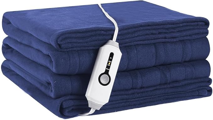 Heated Blanket Electric Blanket Full Size 72''x84'', 4 Heating Levels 10 Hours Auto Shut Off Soft Warmer Heating Blanket - Dark Blue