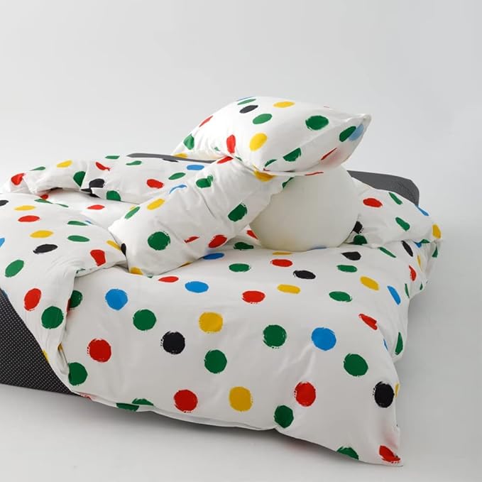 Wellboo Rainbow Polka Dot Comforter Sets Twin Women Girls Tie Dye Comforter Dots Watercolor Bedding Sets Cotton Colorful Bubbles Polka Dots Comforter Yellow Red Green and Blue Ombre Bed Quilts Soft