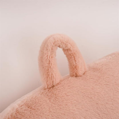 Holawakaka Large Faux Fur Bed Rest Pillow with Arms,Rabbit Fur Reading Pillows Perfect for Adults Men Women, Arm, Back, Pregnancy Lumbar & Head Neck Coccyx Lower Back Support Cushion (Blush)