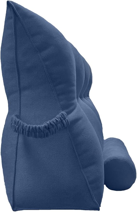 Triangular Reading Bedrest Pillow Bolster Cushion Headboard Backrest Wedge Pillow with Two Detachable Roll Pillows for Neck & Lumbar Support (Ocean Blue, California King: 71 x 8 x 20 inches)