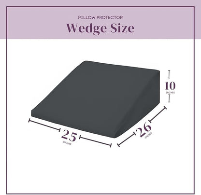 CirclesHome Wedge Pillow Cover 100% Cotton, Zippered Wedge Pillow Case Protector, Soft, Hypoallergenic & Breathable -Dark Grey, (25Wx26Lx10)