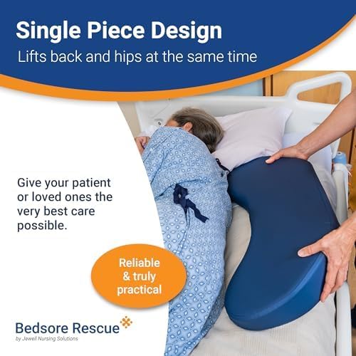 Bedsore Rescue Positioning Pillow Wedge + Cover - Tailbone, Sacrum, Buttocks - Standard Size for 100-250lbs - Hypoallergenic + Moisture Proof - Non-Slip Bottom Turning Wedge - Medical Grade