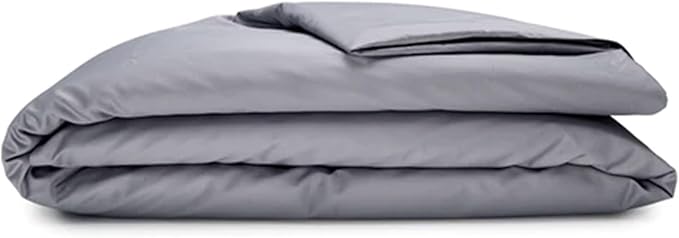 Sleepgram Supima Machine Washable 400 Thread Count Cotton Silver Ion Infused Luxury Zippered Duvet Cover with Travel Bag, King, Grey Stone